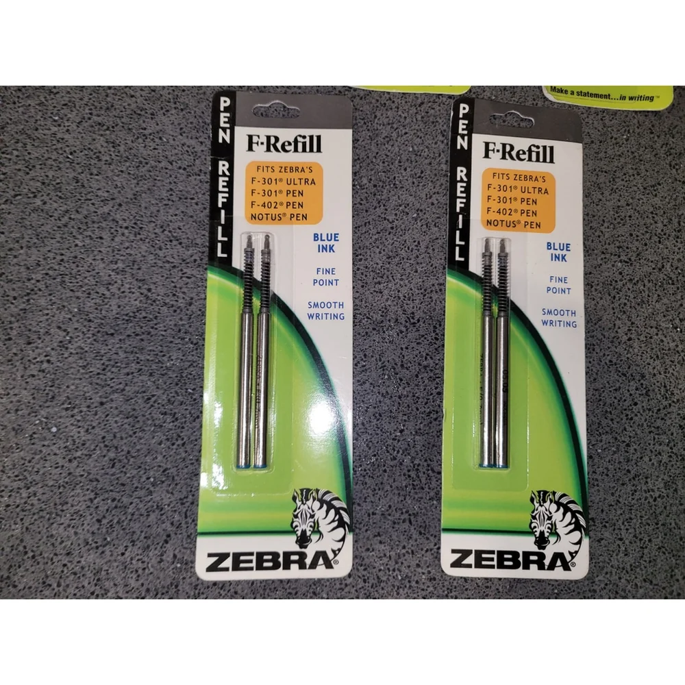 3 Zebra Pen Sets F-301 Fine Pt Blue Ink 0.7MM Lead Non-Slip Grip REFILLS NEW